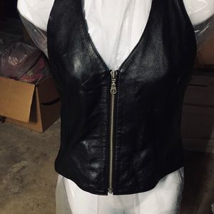 Leather Biker Halter Top Vintage